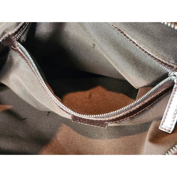 Fendi Zucca Canvas Dome Satchel Handbag Brown Leather Trim FF Silver Hardware - Picture 16 of 16